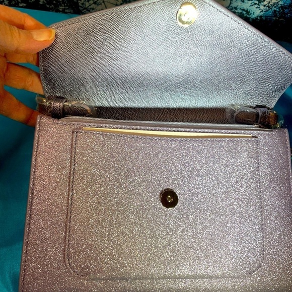 KATE SPADE NEW Tinsel Glitter Flap Crossbody Bag in Lilac Frost NWT - Picture 5 of 12